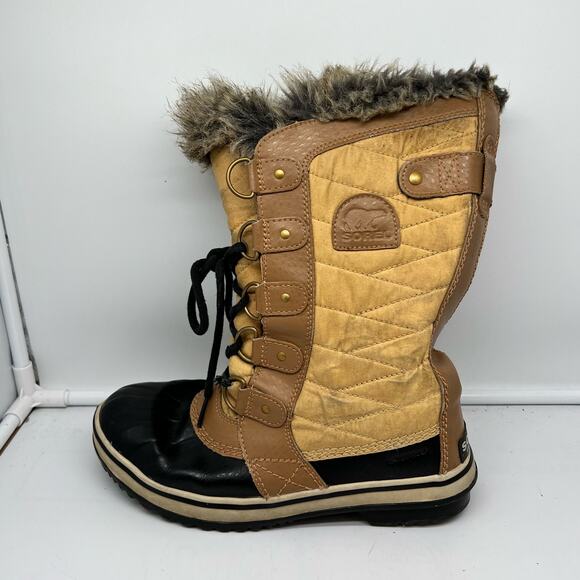 Sorel Boots Womens 7 Tofino II Tall Winter Snow Tan NL 2332 373 Faux Fur - Picture 3 of 10